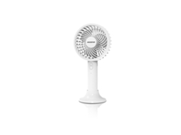 Mini Ventilador AQUAFORGE branco, recarregável, 3 velocidades, 4 polegadas