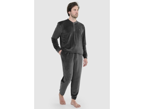 Pijama masculino de veludo listrado de coruja noturna para inverno
