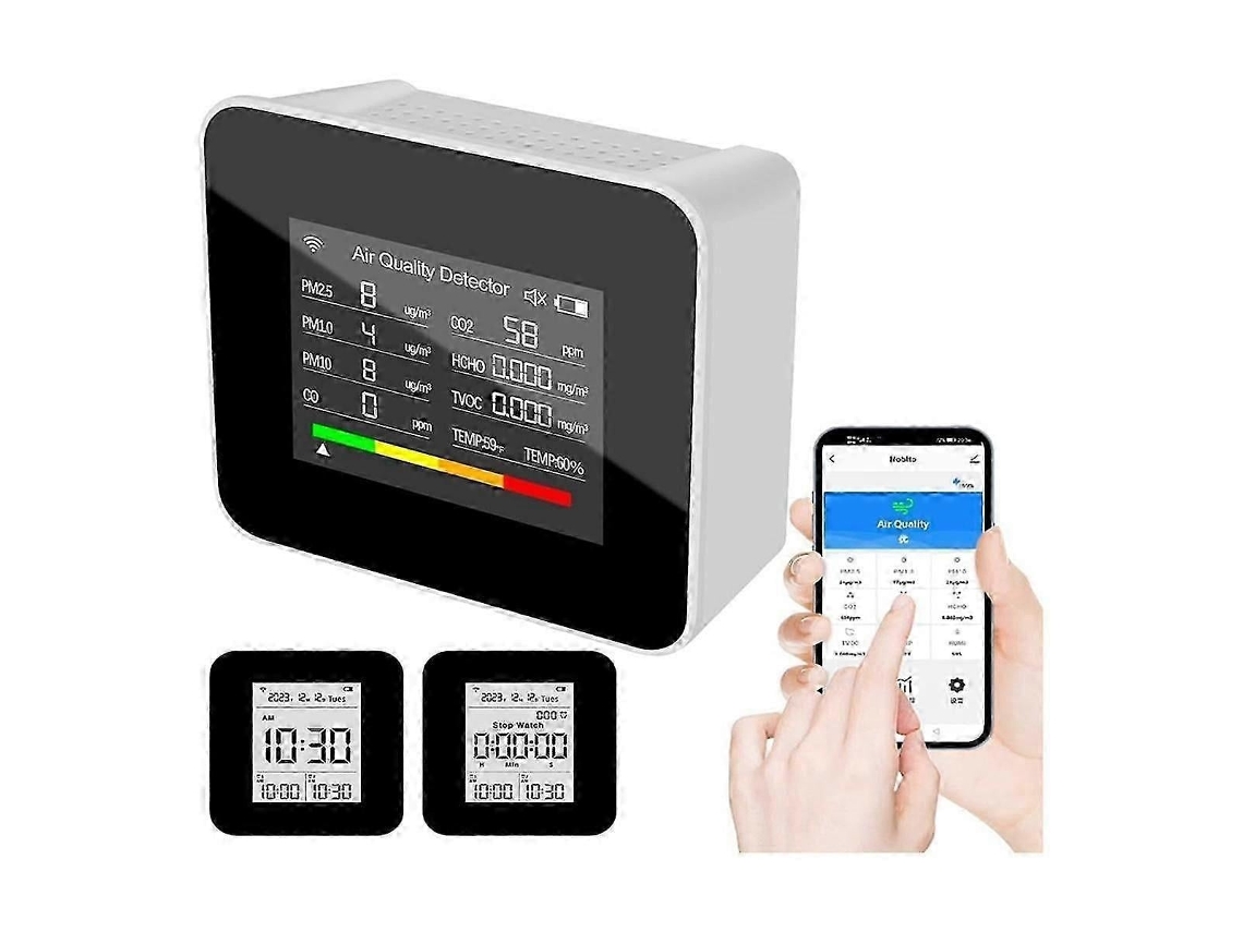 Lurelia Medidor De Qualidade Do Ar 9 Em 1, Co2, Tvoc, Hcho, Pm2,5, Pm10, Temperatura, Humidade