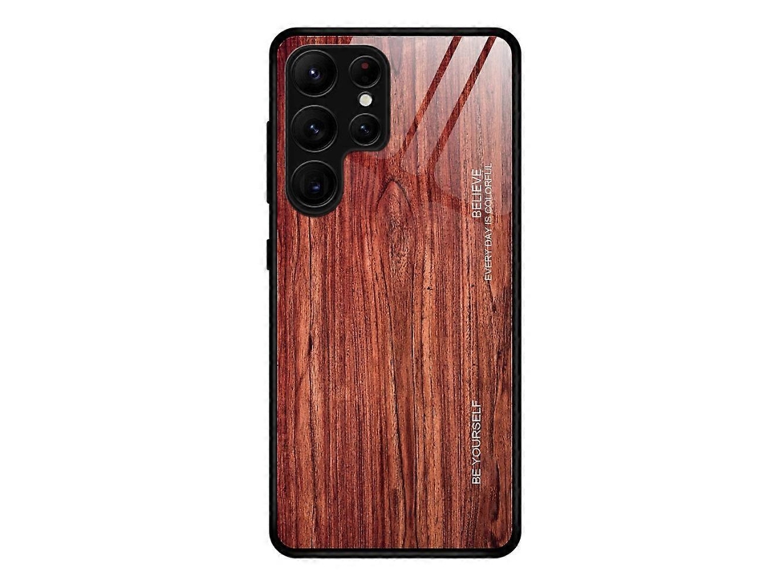 Capa De Celular Com Acabamento Em Madeira E Vidro Para Samsung Galaxy S23 Ultra 5g