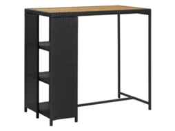 Vidaxl Mesa De Bar Com Prateleiras 120x60x110 Cm Vime Pe Preto
