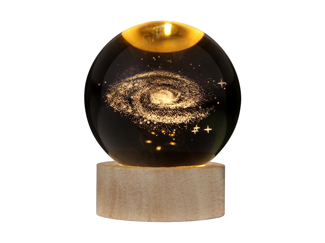 Luz de Noite Cristal 3d com Base de Madeira Usb Presente
