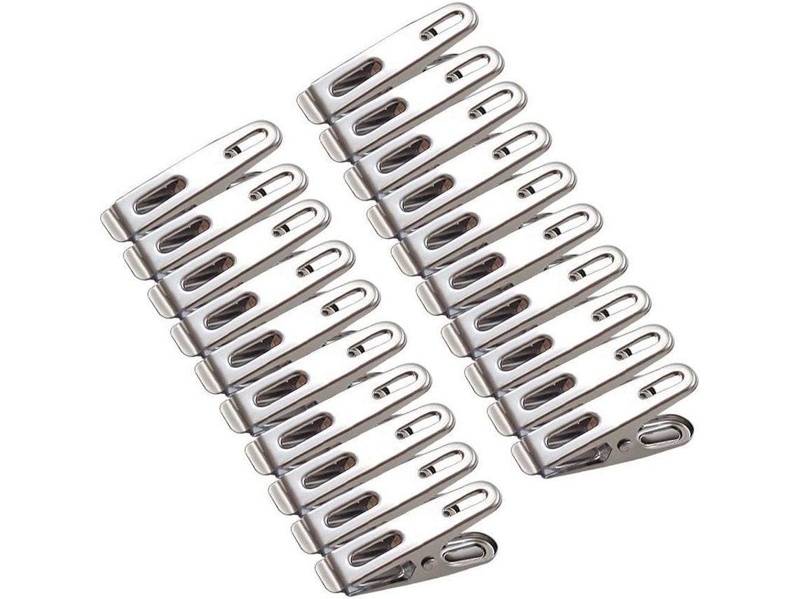 20 Pinças De Roupa De Aço Inoxidável Resistente À Oxidação Com Aperto Forte Para Secar Roupa, Meias, Toalhas E Selar Sacolas