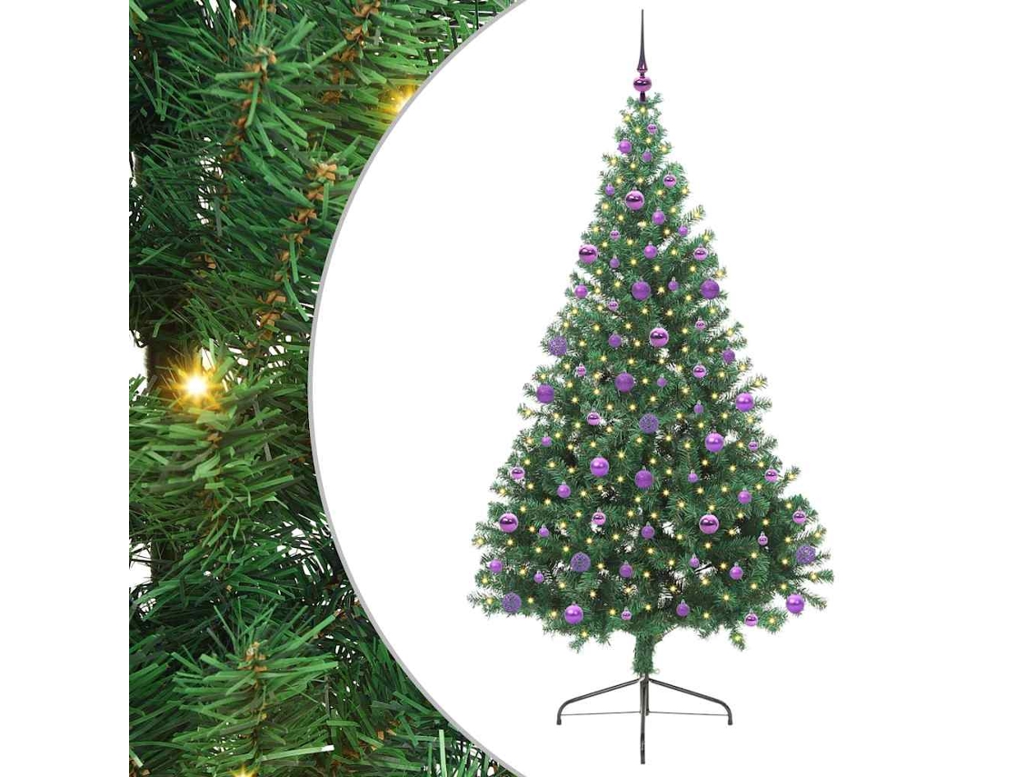 Conjunto 1 Decoração De Árvore De Natal Vidaxl Verde Pvc (210 Cm)