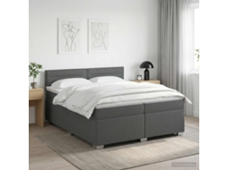 Vidaxl Cama Box Spring Com Colchão Cinzento-escuro 200 X 200 Cm Tecido