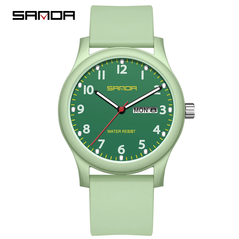 (verde) Relógio Feminino Simples De Quartzo, À Prova D'água E Com Calendário.