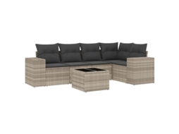 Conjunto de 6 Sofás de Jardim com Almofadões Vime Pe Cinzento Claro MAISON EXCLUSIVE (80x200 cm)