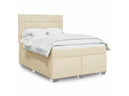 Vidaxl Cama Com Molas/colchão 140x190 Cm Tecido Cor Creme
