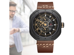 Relógio Masculino Naviforce de Quartzo Impermeável com Pulseira Pu Estilo Fashion