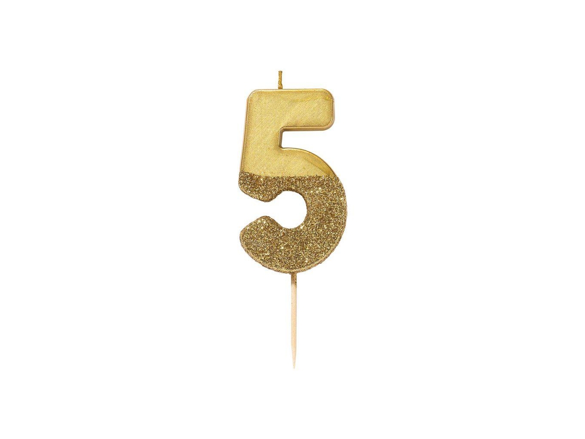 Vela Hb Glitter Nº5 Ouro