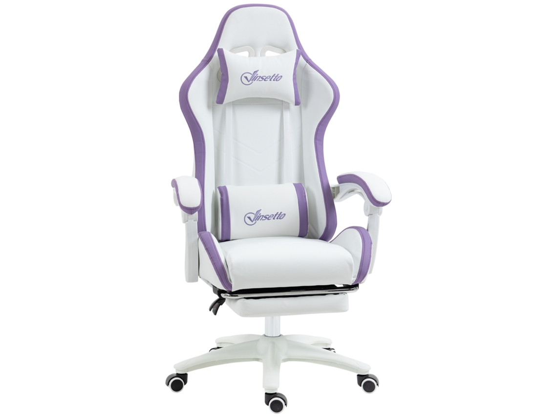 Cadeira Gamer com Altura Ajustável e Reclinável, 65x65x121-129 Cm, Branca e Roxa, ZENCORE SERVICES