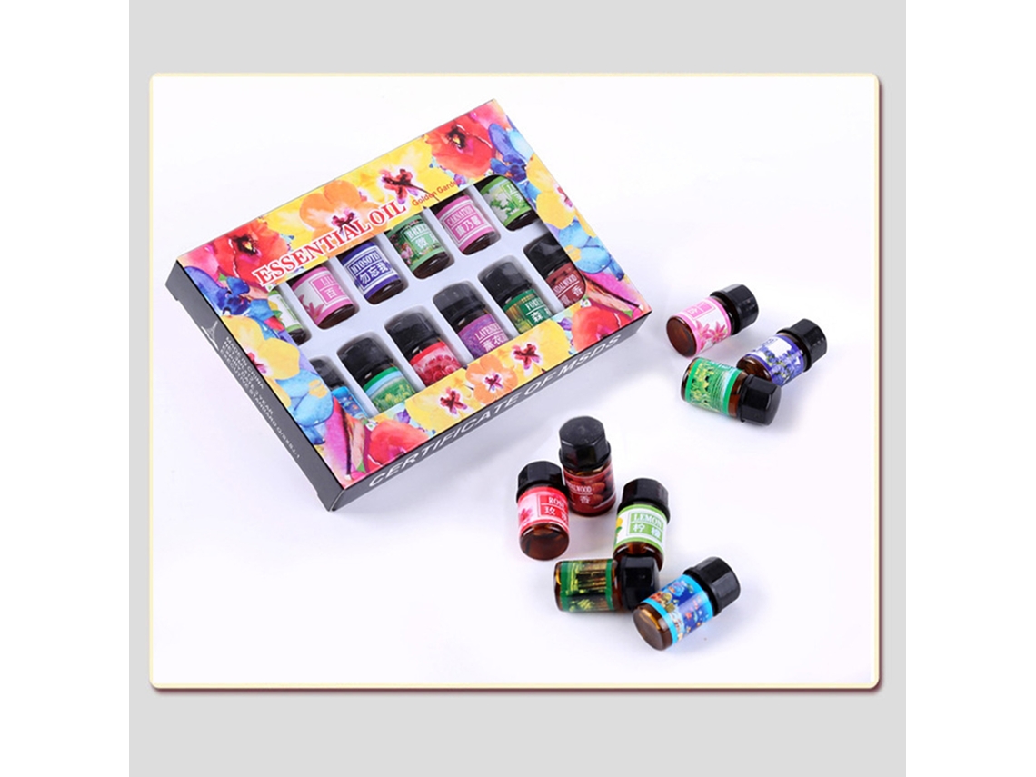 Conjunto de 12 óleos essenciais solúveis em água de 3ml para difusor de aromaterapia