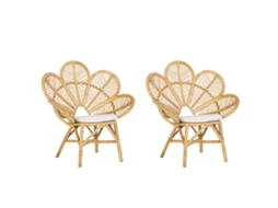 Conjunto De 2 Cadeiras Pavão BELIANI Florentine De Rattan Natural 95x68x107