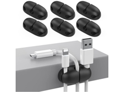 Yuru 6 Clipes para Organizar Cabos de Mesa, Organizador de Fios com Adesivo Forte para Cabos de Carregamento Usb