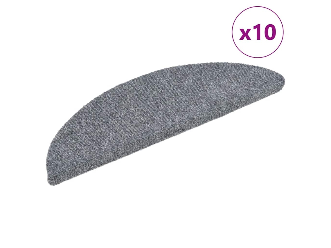 Vidaxl Tapetes De Escada Autoadesivos 10 Pcs 56x17x3 Cm Cinzento-claro