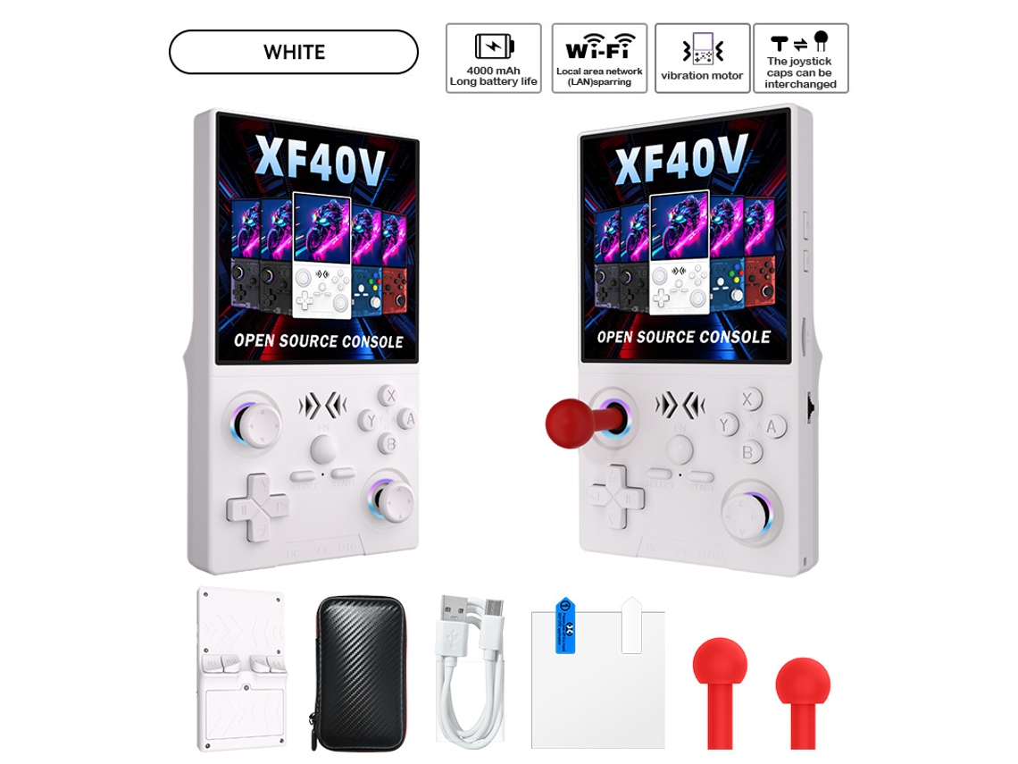 Console Portátil Xf40v Open Source | Tela Hd 4 Rgb, Joystick E Motor De Vibração Substituíveis 64gb Xf40v Branco Sfushos