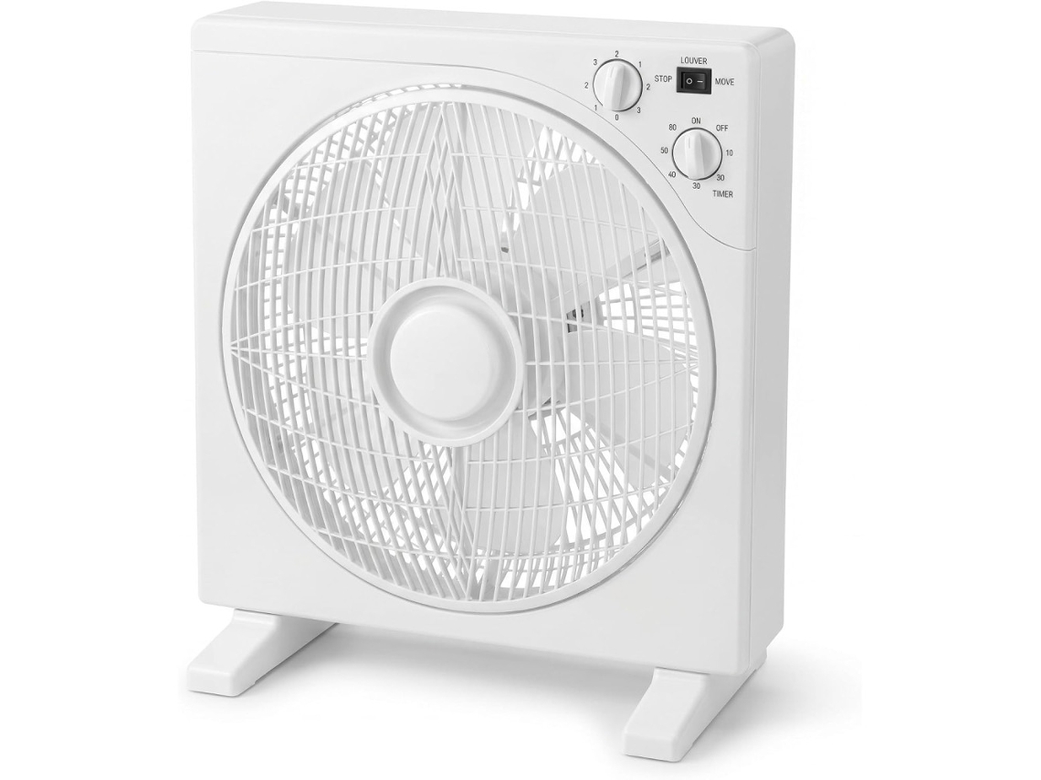 Ventilador De Mesa 3 Velocidades Motor Silencioso 45w, Rejilla Oscilante, Base Cuadrada Antivuelco, Blanco, Gran Caudal De Aire
