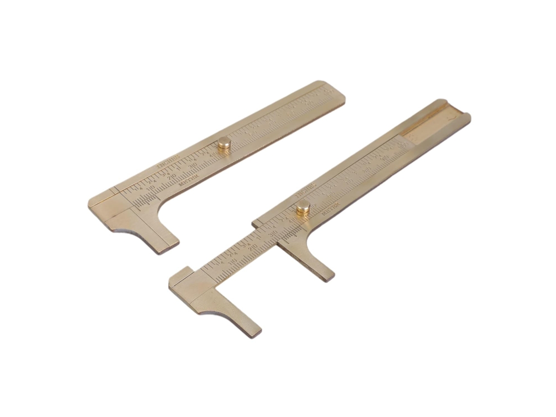 Conjunto De 2 Paquímetros Vernier Pequenos Latão Com Pinças Escala E