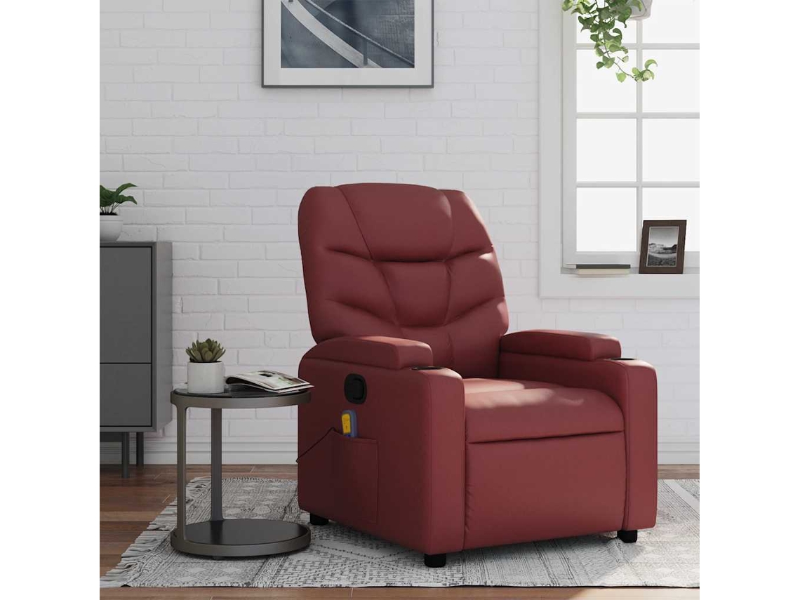 Poltrona de Sala HARLANV1 reclinável, Veludo Vermelho Tinto