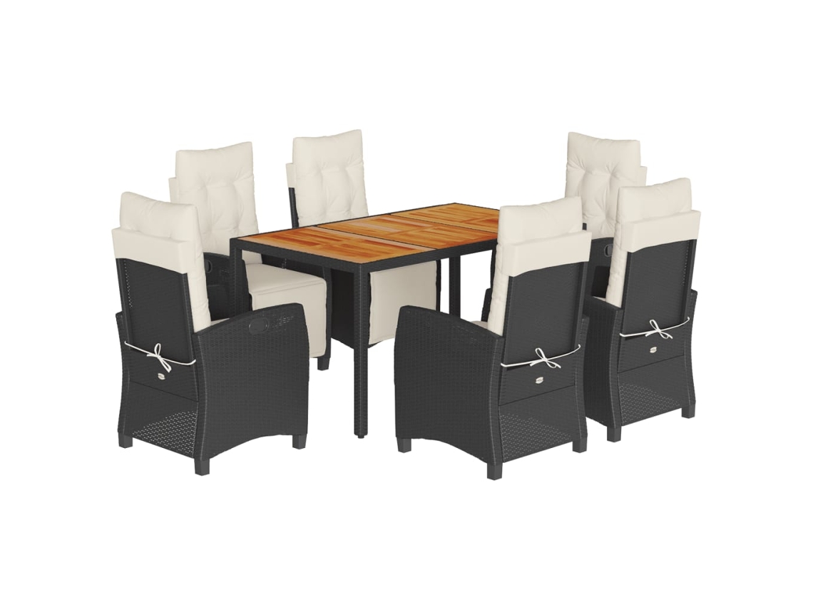 Garden Dining Set, Garden Dining Sets Vidaxl Preto Rattan / Vime (150 Cm Table Length)