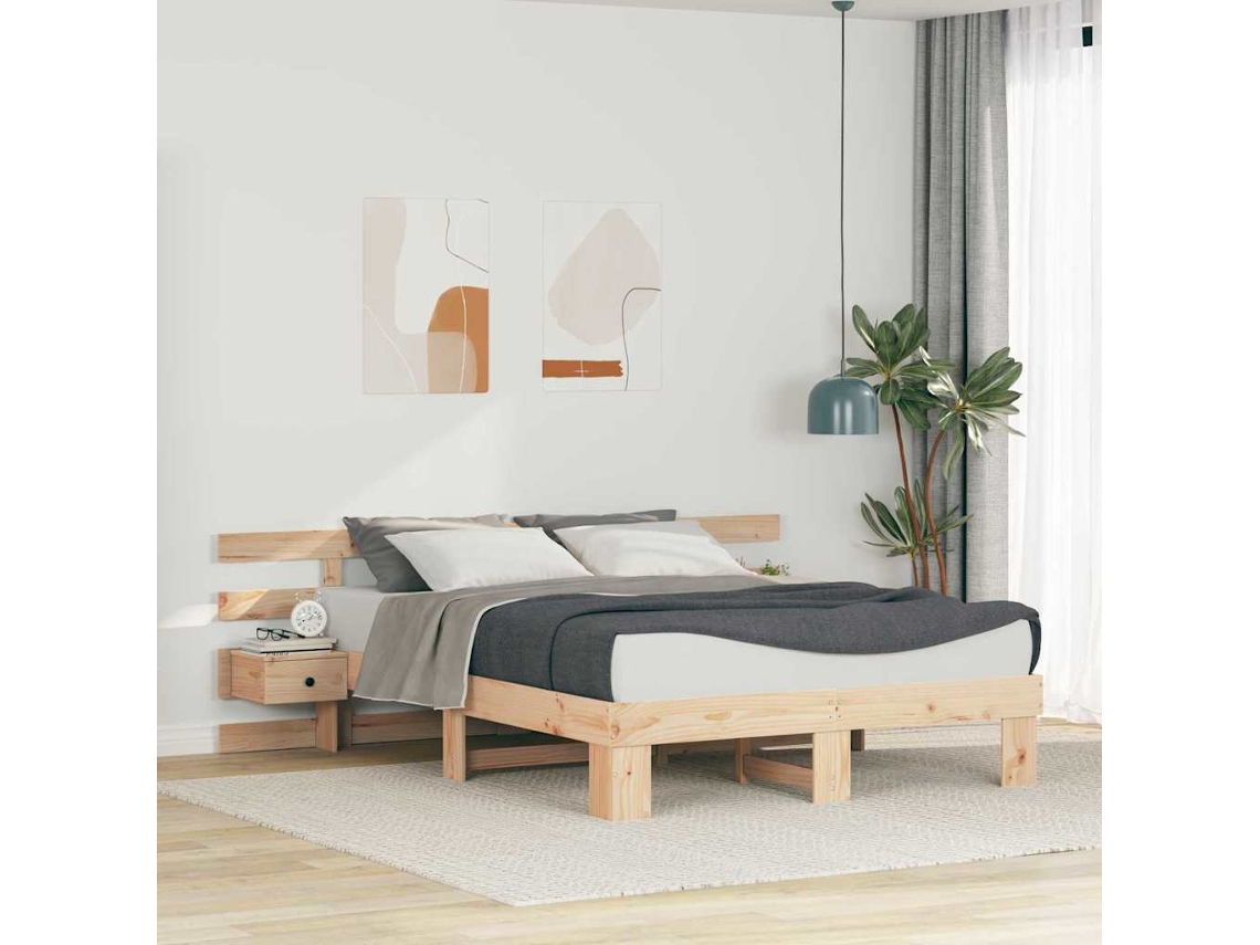 Vidaxl Estrutura Da Cama Com Cabeceira Castanho 140 X 200 Cm