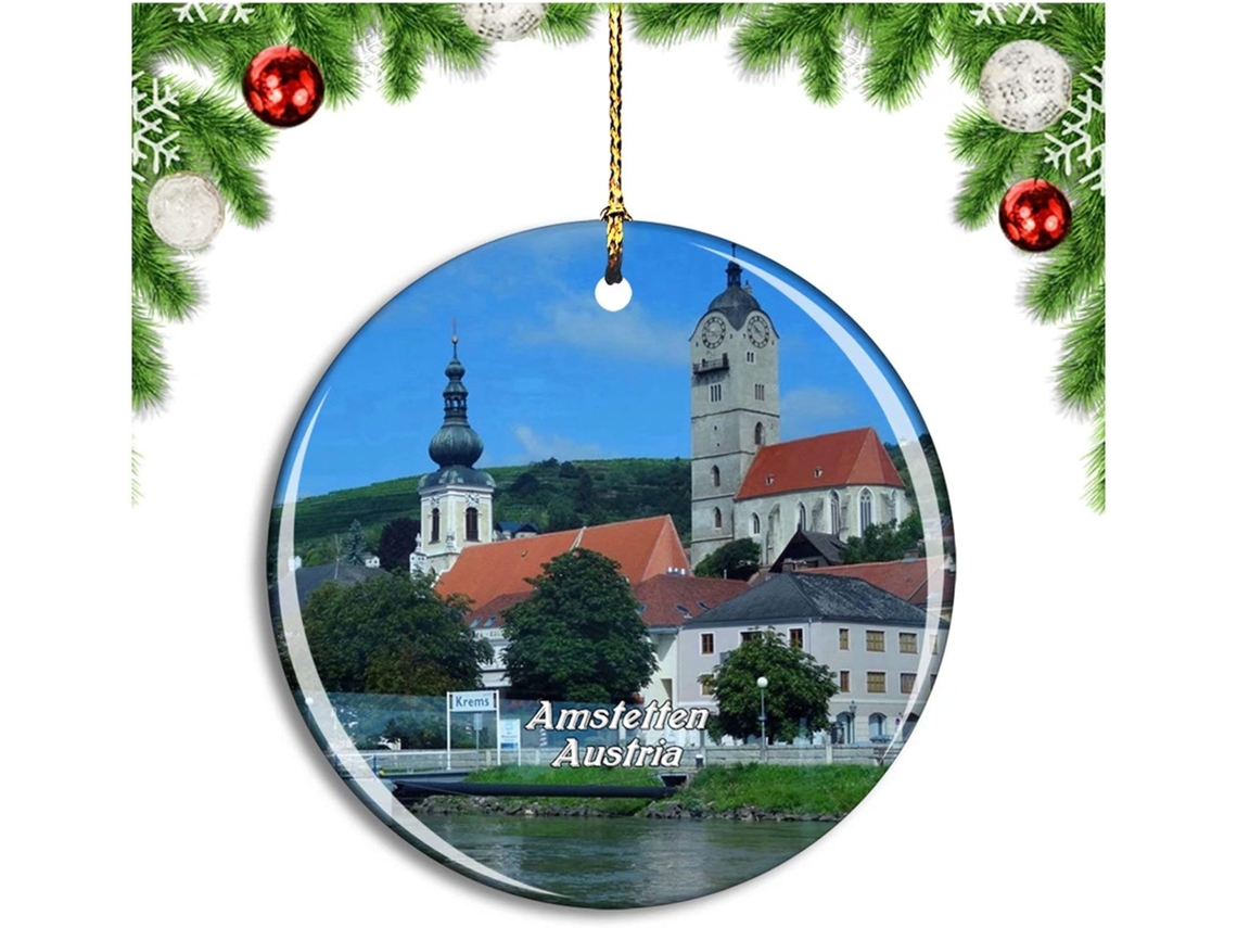 Amstetten Áustria Enfeite de árvore de Natal para pendurar - Coleção de viagens da cidade de Glynces