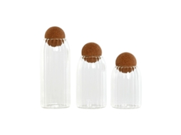 Conjunto de 3 Potes HOME ESPRIT Transparente Cortiça Vidro de Borosilicato (1 L - 3 Peças)