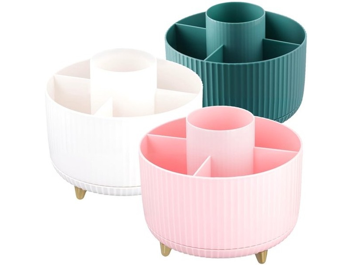 Organizador De Cosméticos Rotativo - Organizador De Cosméticos - Conjunto De 3 Peças - 360 Graus - 5 Compartimentos - Plástico Sustentável