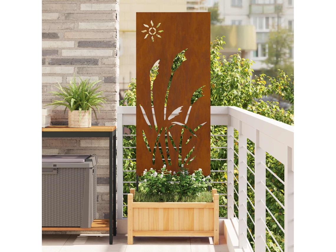Vidaxl Tela De Privacidade Para Jardim Ferro Enferrujado 50 X 140 Cm