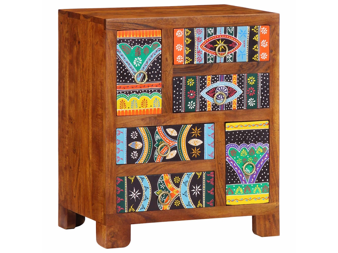 Vidaxl Aparador Multicor 50x35x60 Cm Madeira De Acácia Maciça