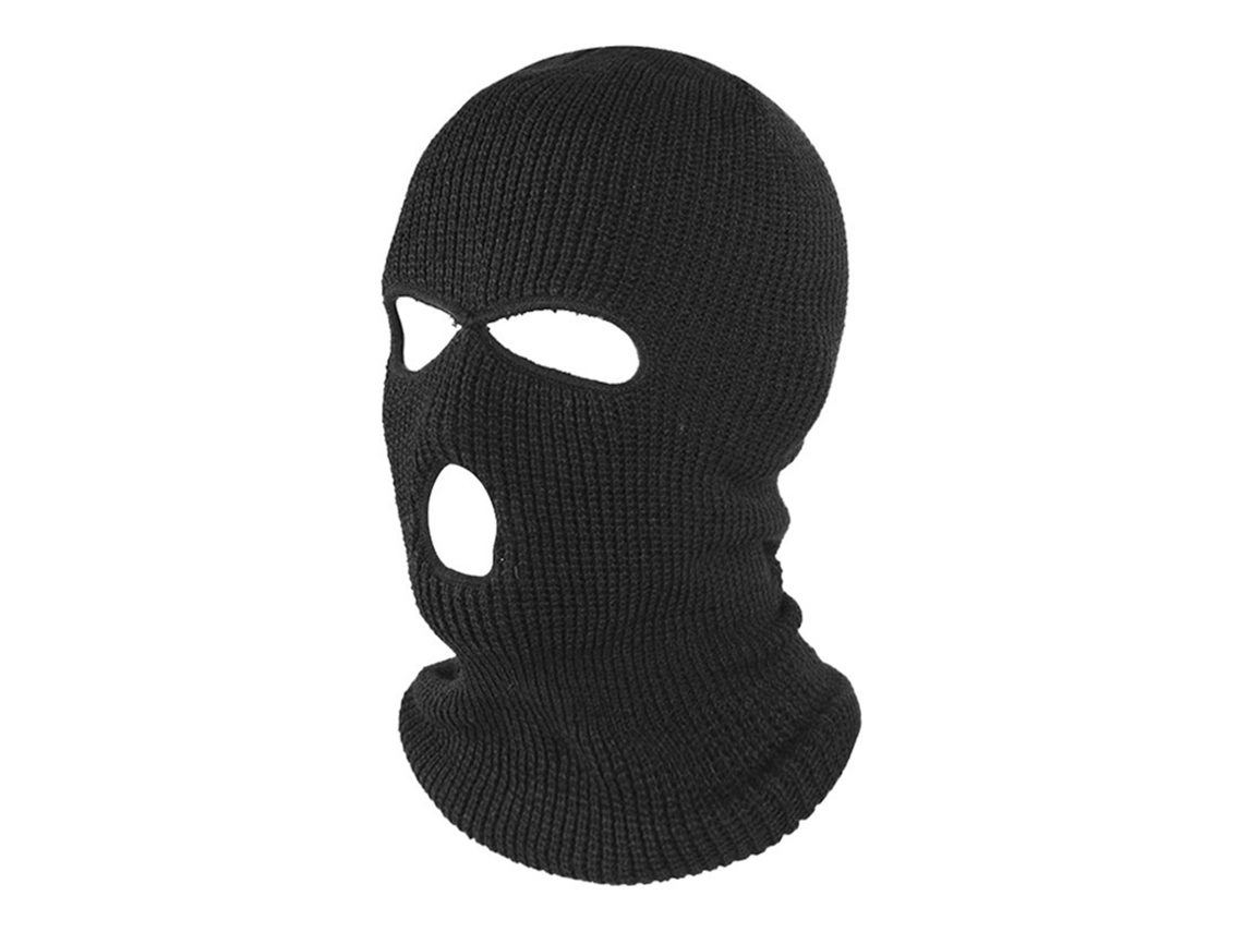 Capuz De Face Inteiro Com 3 Buracos Para Inverno Tecido De Lã Para Ski E Moto Preto