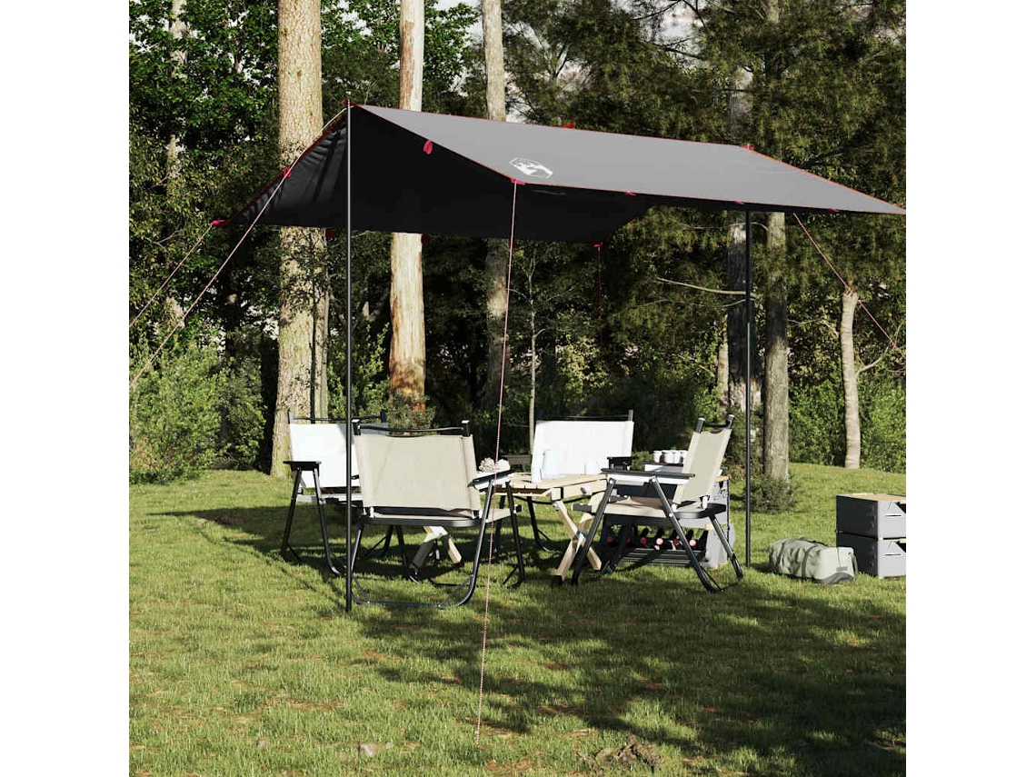 Vidaxl Lona De Campismo 300x294 Cm Impermeável Cinzento E Laranja