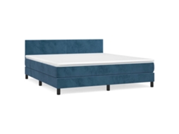 Cama com Molas/colchão 160x200 Cm Veludo Azul escuro MAISON EXCLUSIVE