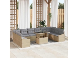 Vidaxl Conjunto De Sofá De Jardim Ajustável 11 Pcs Bege E Cinza Claro