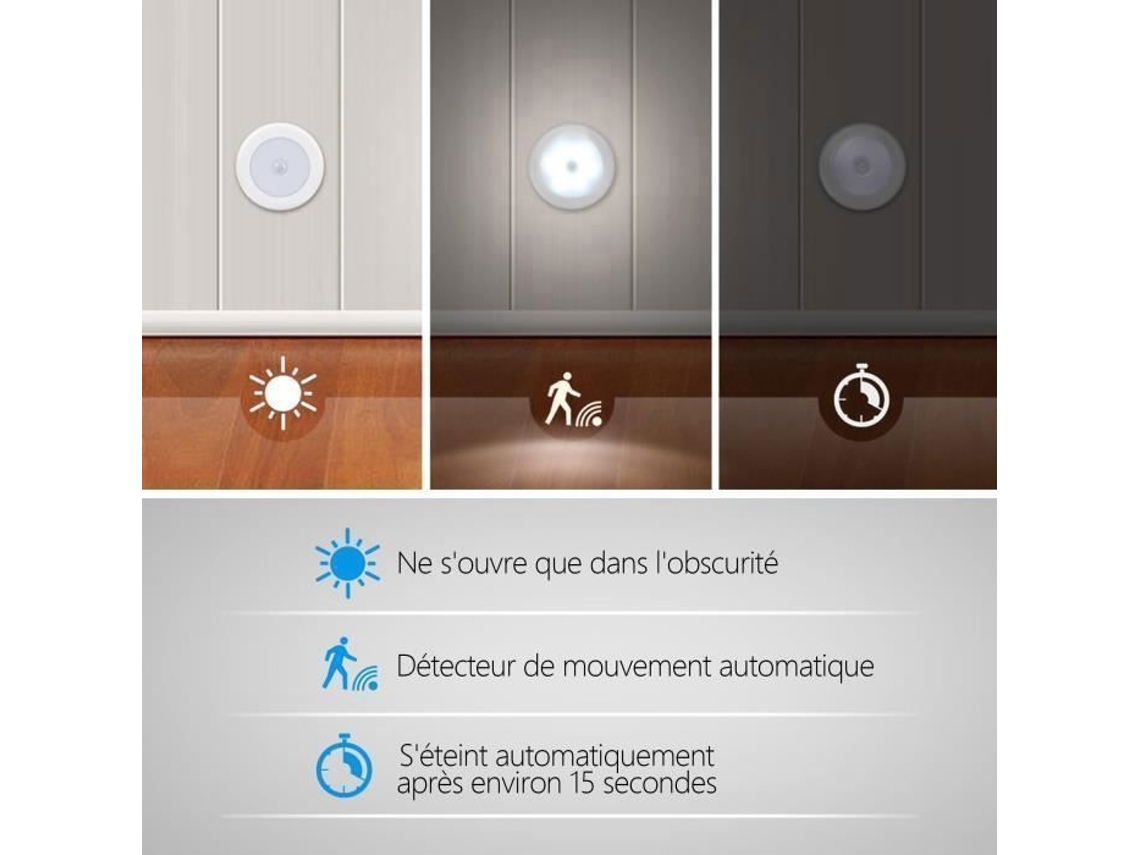 Conjunto de 6 Luzes com Sensor de Movimento, Luz Noturna Led Sem Fio, Luz de Armário para Escadas, Closet, Corredor, Prata, Luz Branca BRILVIBERA