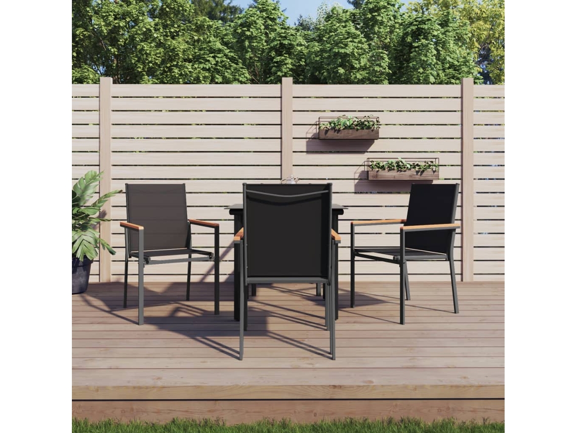 Vidaxl 5 Pcs Conjunto de Jantar para Jardim Textilene e Aço Preto