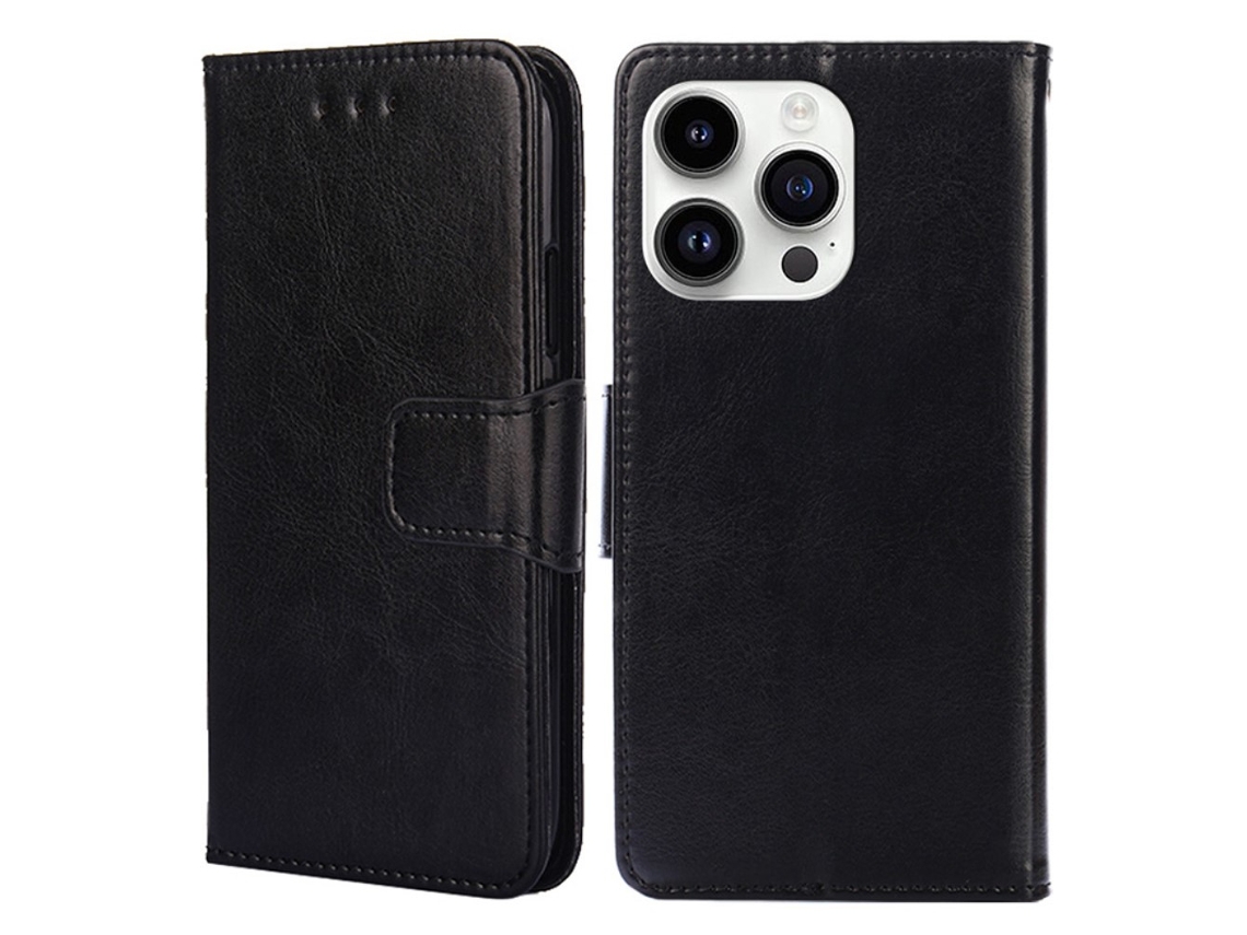 Capa Para Iphone 15 Pro Pele Sintética Preto