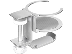 Suporte Para Fones De Ouvido Giratório 360° Em Alumínio Com Porta-copos Para Organização Eficiente De Acessórios