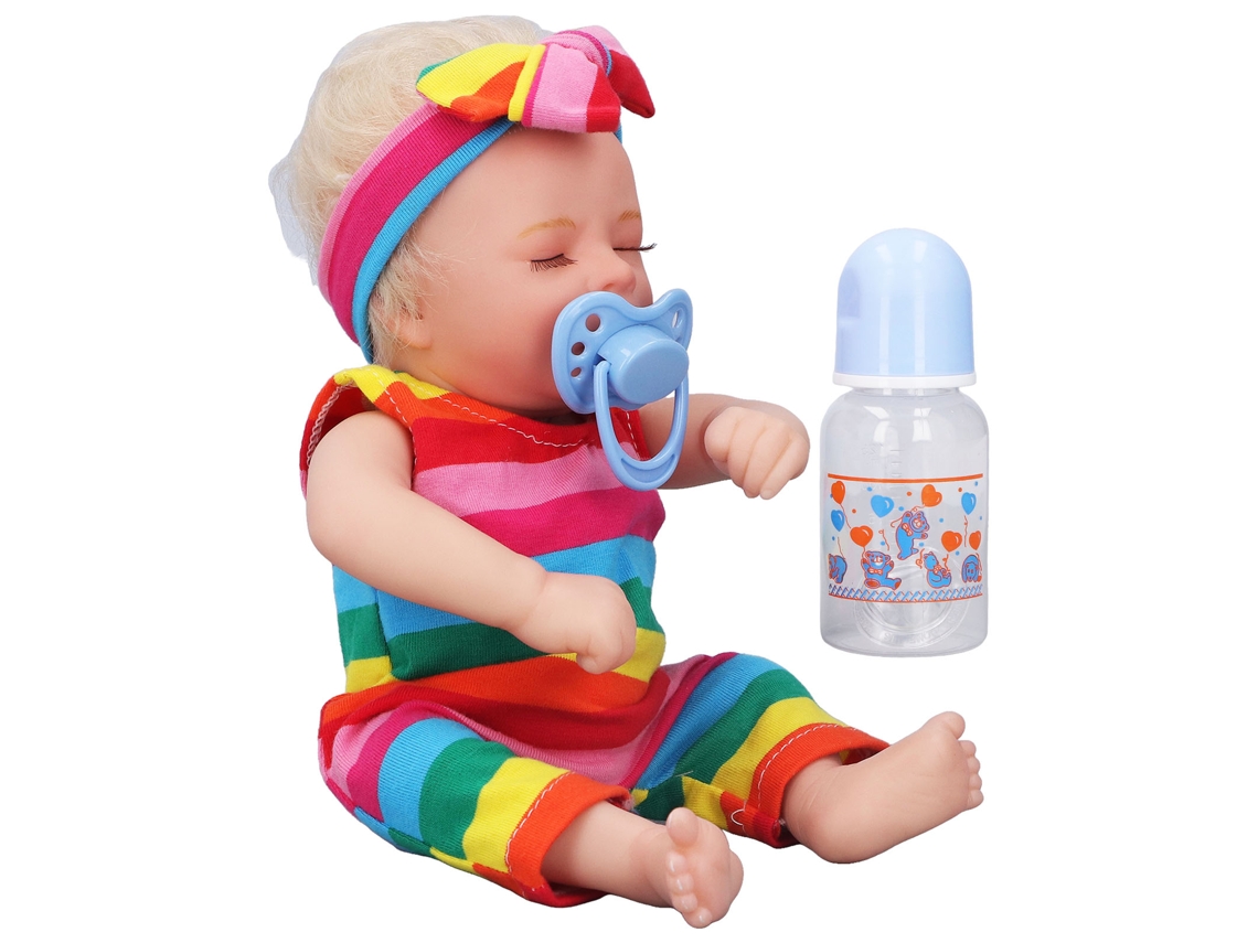 Mali boneca Reborn Realista de Silicone 30,48 Cm com Braços e Pernas Móveis e Mamadeiro