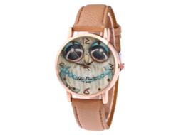 Reloj De Cuarzo Unisex Con Correa De Cuero Pu Moda Casual Dial Personalidad Café Claro