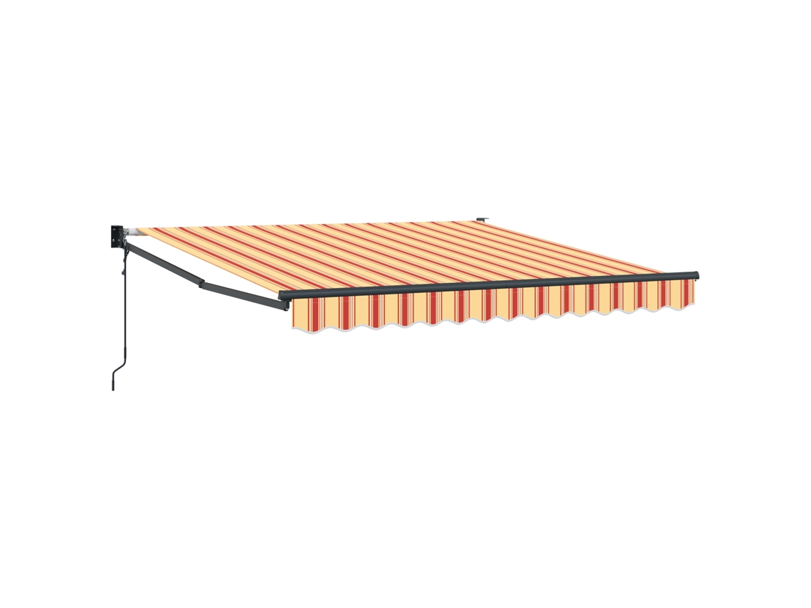 Toldo Retrátil Automático Bege E Listrado Em Vermelho Vidaxl Bege Poliéster