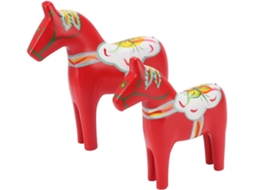 Par Estatueta De Cheval Dala En Bois,
