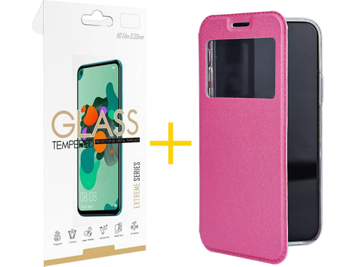 Kit Capa e Película Huawei P40 Lite SKYHE Gandy Flip (Rosa
