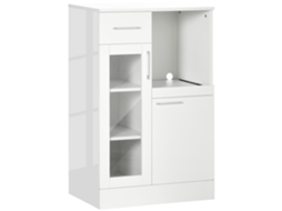 Armário Moderno Branco 60x40x95cm com Gavetas e Armários Madeira e Vidro BTFORUS