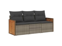 Conjunto de 3 Sofás de Jardim com Almofadões Vime Pe Cinzento MAISON EXCLUSIVE (3 pcs)