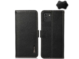 Capa De Celular Khazneh Em Couro Cor Lichia Com Fecho Magnético Lateral E Proteção Rfid Para Samsung Galaxy A03 (versão De 166 Mm).