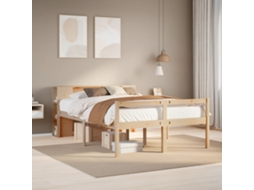 Vidaxl Cama Com Estante Sem Colchão 135x190 Cm Pinho Maciço