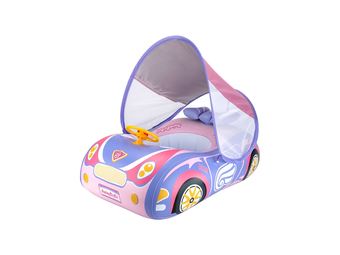 Boia Inflável Para Bebês, Formato De Carro, Para Piscina, Com Buzina E Guarda Sol, Para Crianças De 1 A 4 Anos, Rosa*