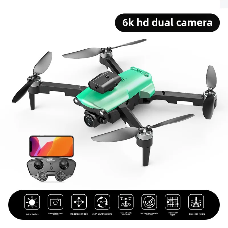 (verde 6k) Drone Controlado Remotamente, Equipado Com Câmera Aérea Led De Alta Definição 6k E Quadricóptero Com Controle Remoto Wifi Fpv.