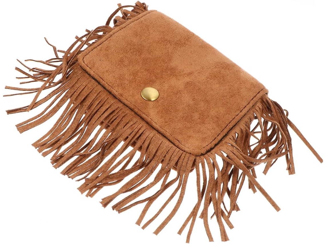Bolsa De Ombro Feminina Com Franjas, Estilo Vintage, Camurça Amarela.